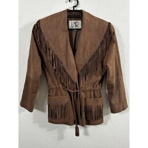 Vintage LNR Suede Leather Fringe Jacket Womens Small Western Cowgirl 90s